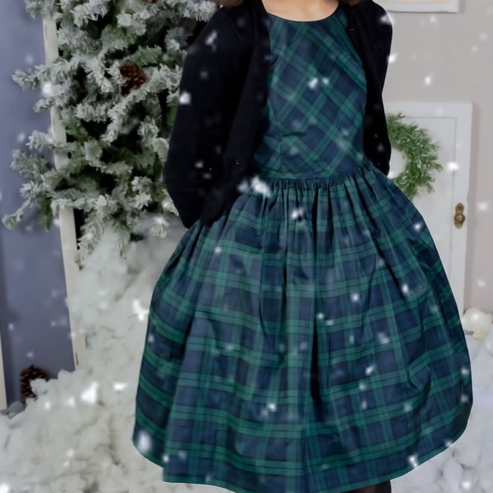 Polo Ralph Lauren Plaid Kids Dress in Green and Blue